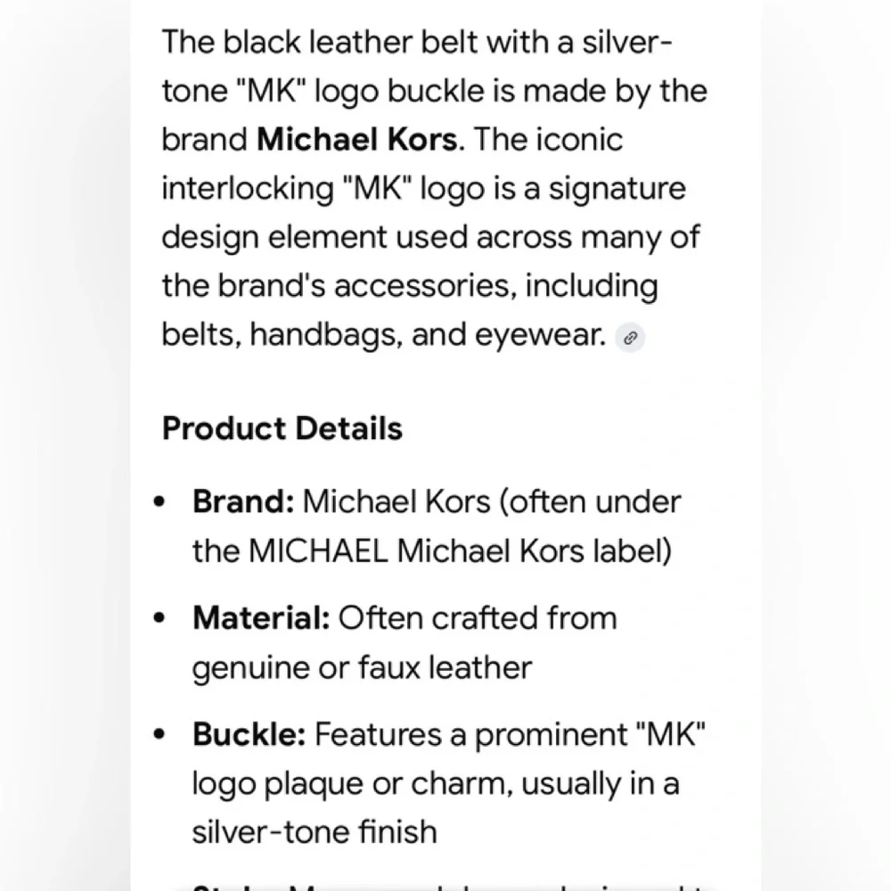MICHAEL KORS black Genuine leather ladies belt withMK monogram Size Med NWOT